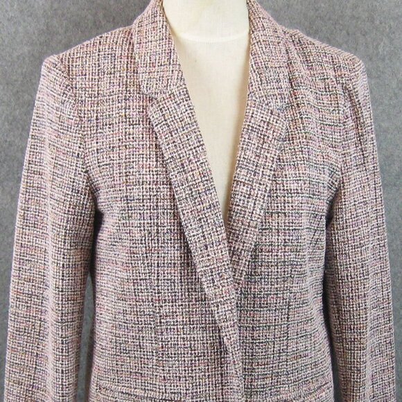 Nanette Lepore Open Front Tweed Blazer Jacket Pink Size M - Picture 2 of 7